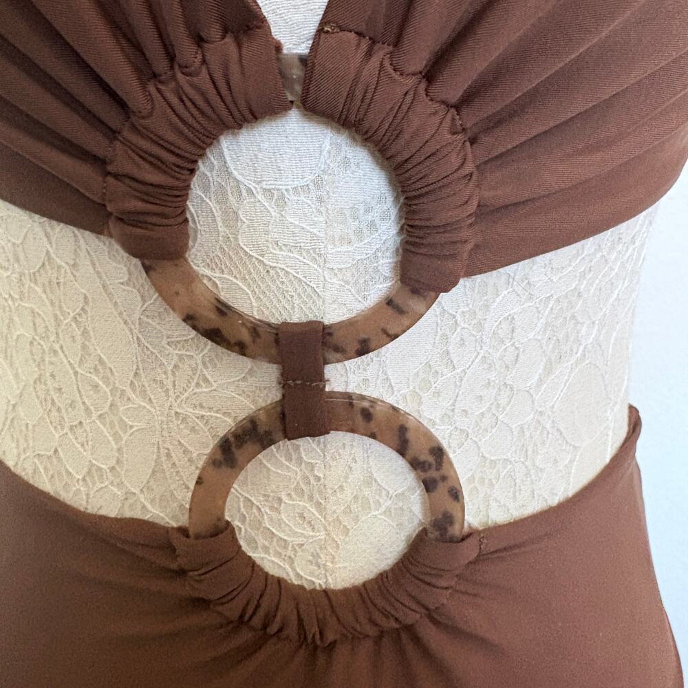 Malai Danza double ring OnePiece swimsuit  S NWT brown vixen resort coastal - Picture 3 of 11